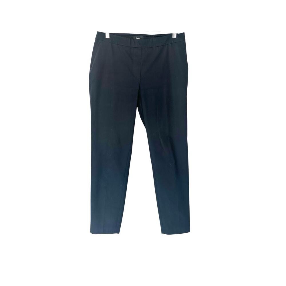 Theory Ankle Pants Black Pull On Stretch Office Work Business Career Size 6